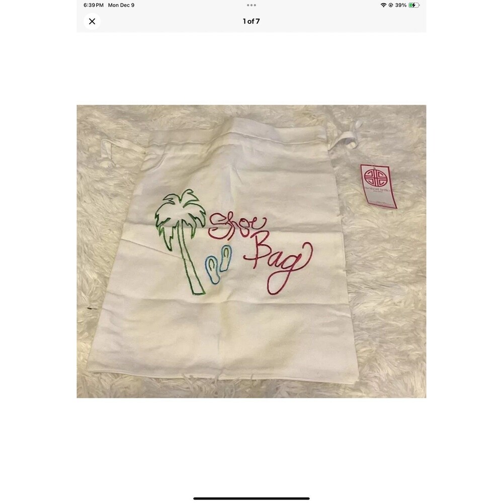 Buckhead Betties Shoe Bag Colorful Palm Tree Design Embroidered NEW WITH TAGS